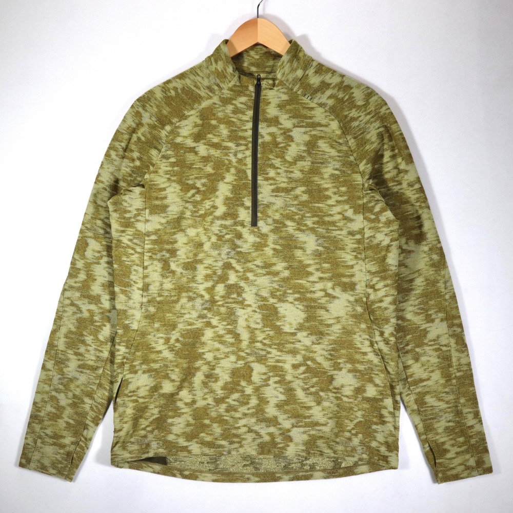 Lululemon Surge Warm Half Zip Mens Large Green Heathered Pullover Running Active